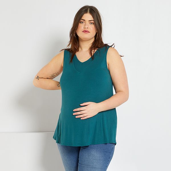 Camiseta de lactancia con doble cuello tallas grandes mujer - verde  profundo - Kiabi - 12,00€