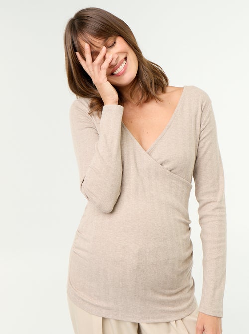 Camiseta de lactancia con escote cruzado - Kiabi Camiseta de lactancia con escote cruzado - Kiabi