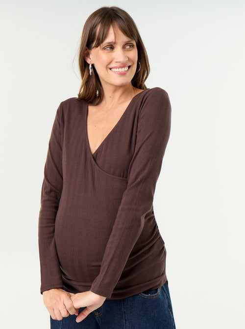Camiseta de lactancia con escote cruzado - Kiabi Camiseta de lactancia con escote cruzado - Kiabi