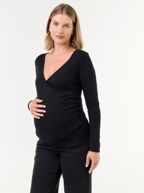 Camiseta de lactancia con escote cruzado - Kiabi Camiseta de lactancia con escote cruzado - Kiabi