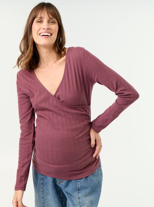 Camiseta de lactancia con escote cruzado - Kiabi Camiseta de lactancia con escote cruzado - Kiabi