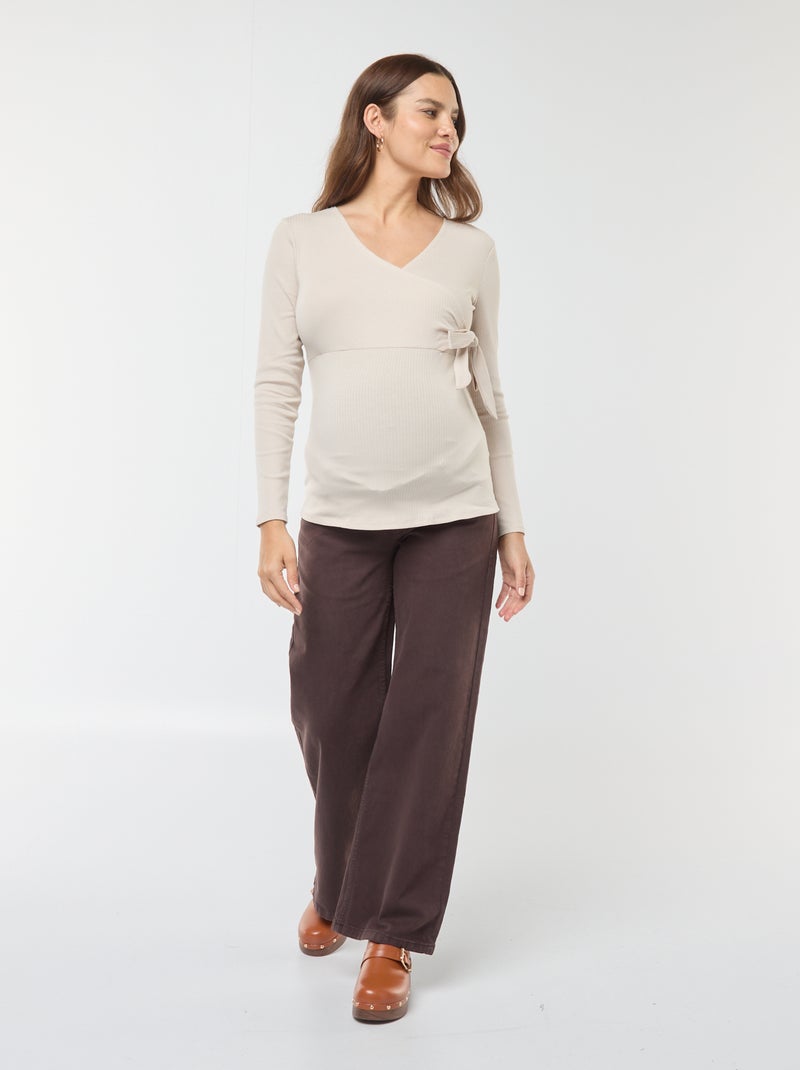 Camiseta de lactancia cruzada Gris - Kiabi