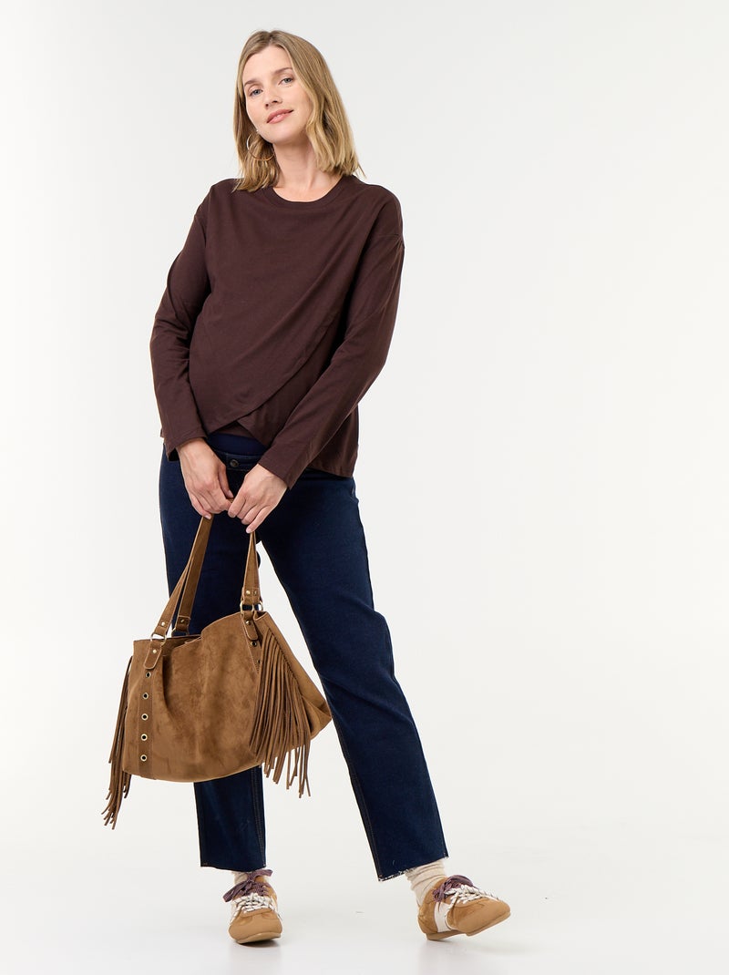 Camiseta de lactancia cruzada Marron - Kiabi