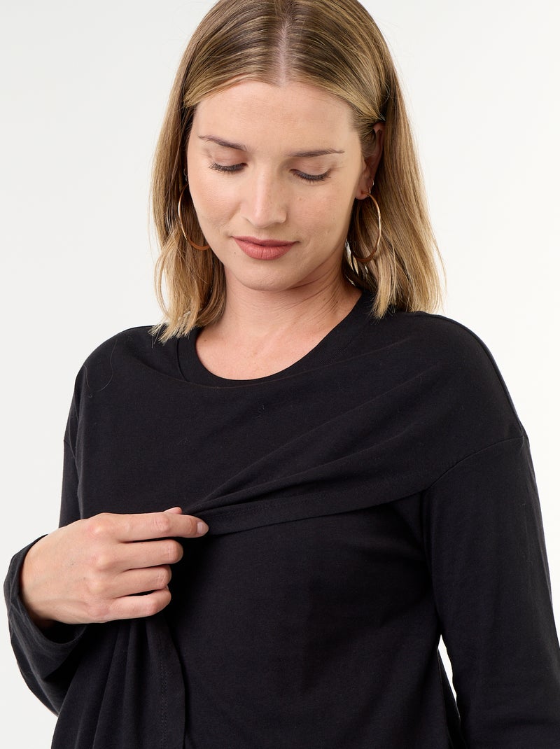 Camiseta de lactancia cruzada Negro - Kiabi