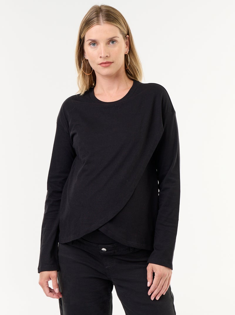 Camiseta de lactancia cruzada Negro - Kiabi