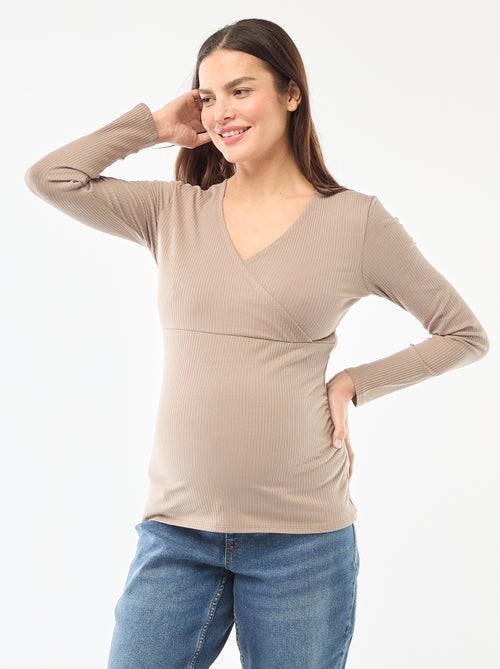 Camiseta de lactancia de canalé - Kiabi