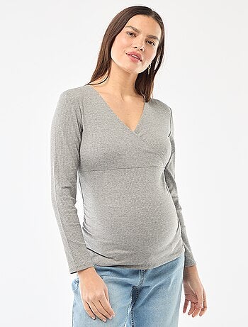 Camiseta de lactancia de canalé