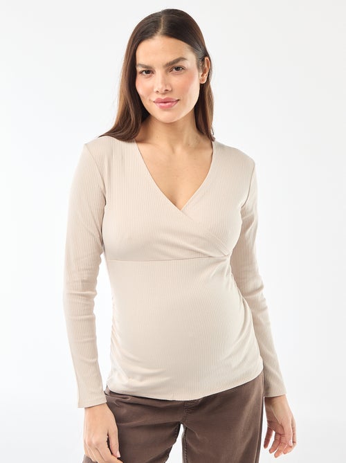 Camiseta de lactancia de canalé - Kiabi