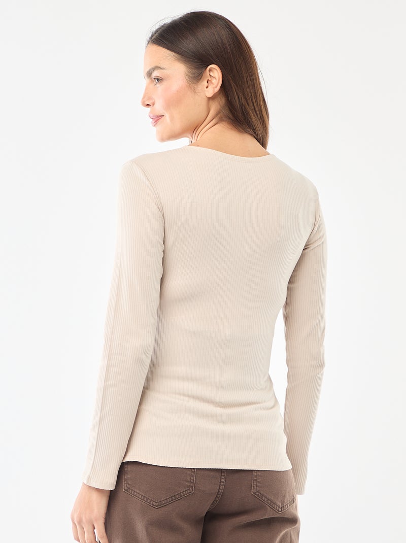 Camiseta de lactancia de canalé Gris - Kiabi