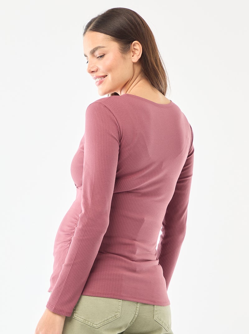 Camiseta de lactancia de canalé Rosa - Kiabi