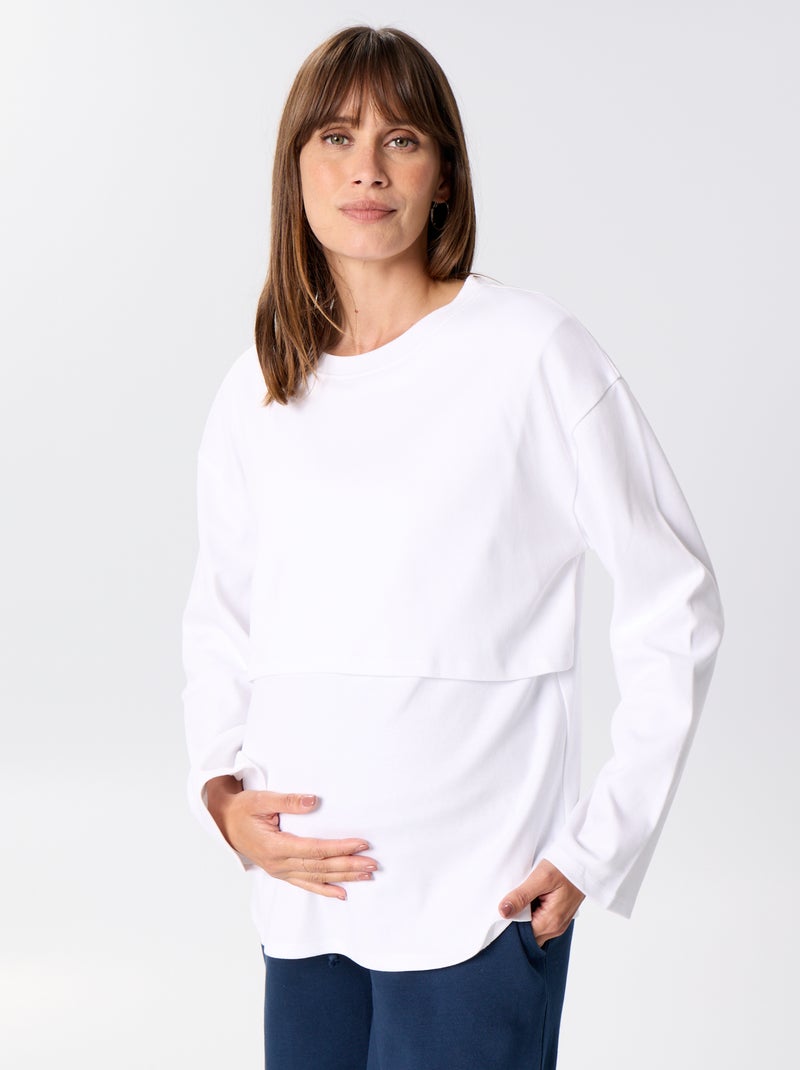 Camiseta de lactancia de manga larga Blanco - Kiabi