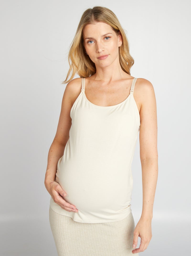 Camiseta de lactancia de tirantes beige - Kiabi