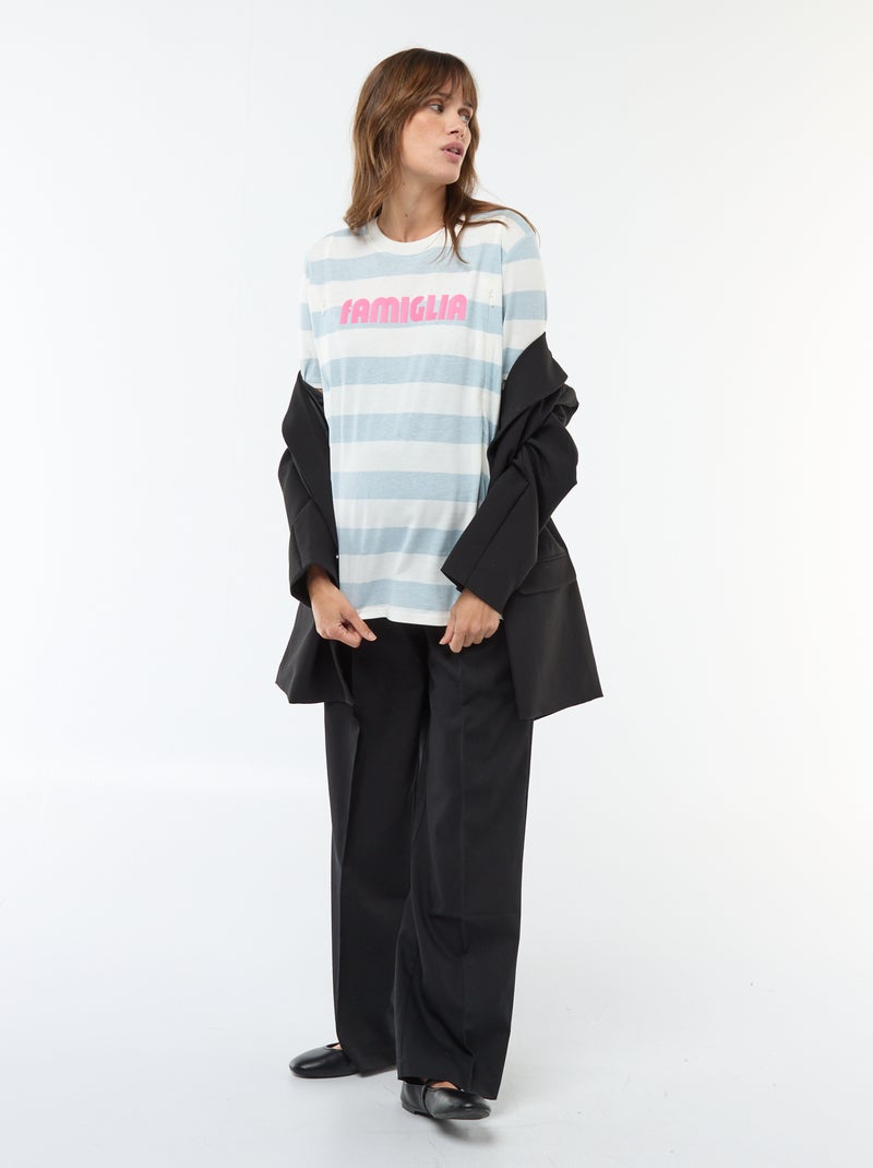 Camiseta de lactancia estampada de manga corta Azul - Kiabi