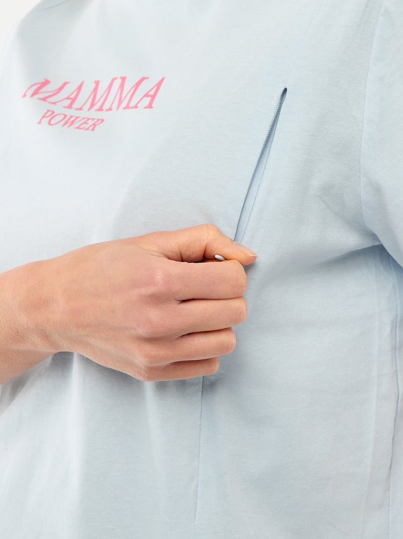 Camiseta de lactancia estampada de manga corta Azul - Kiabi