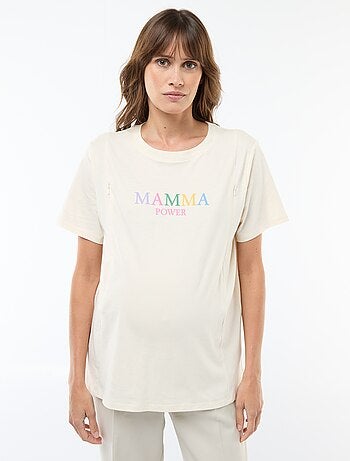 Camiseta de lactancia estampada de manga corta