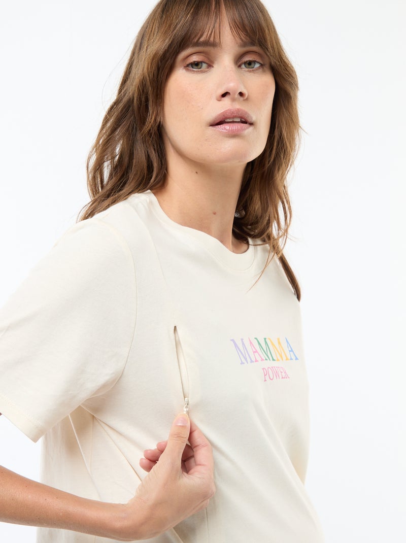 Camiseta de lactancia estampada de manga corta Blanco - Kiabi