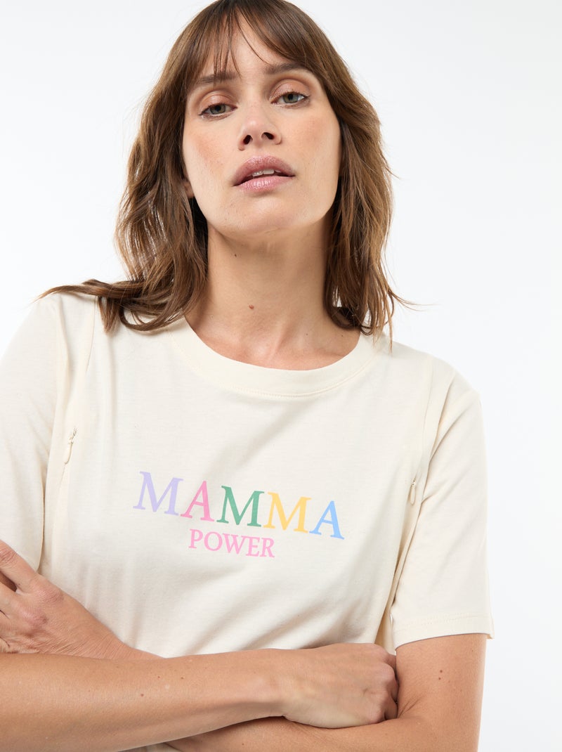 Camiseta de lactancia estampada de manga corta Blanco - Kiabi