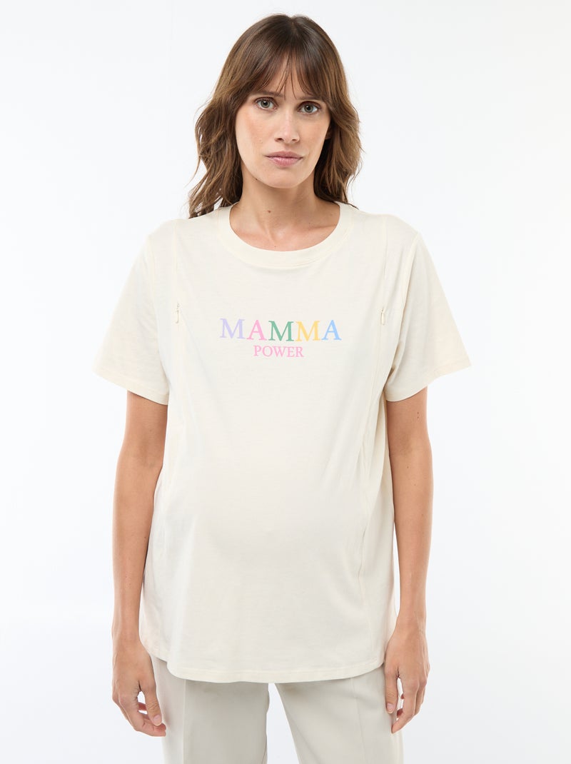Camiseta de lactancia estampada de manga corta Blanco - Kiabi