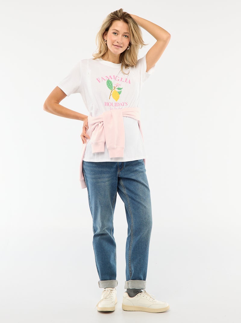 Camiseta de lactancia estampada de manga corta Blanco - Kiabi