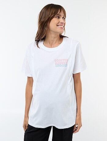 Camiseta de lactancia estampada de manga corta