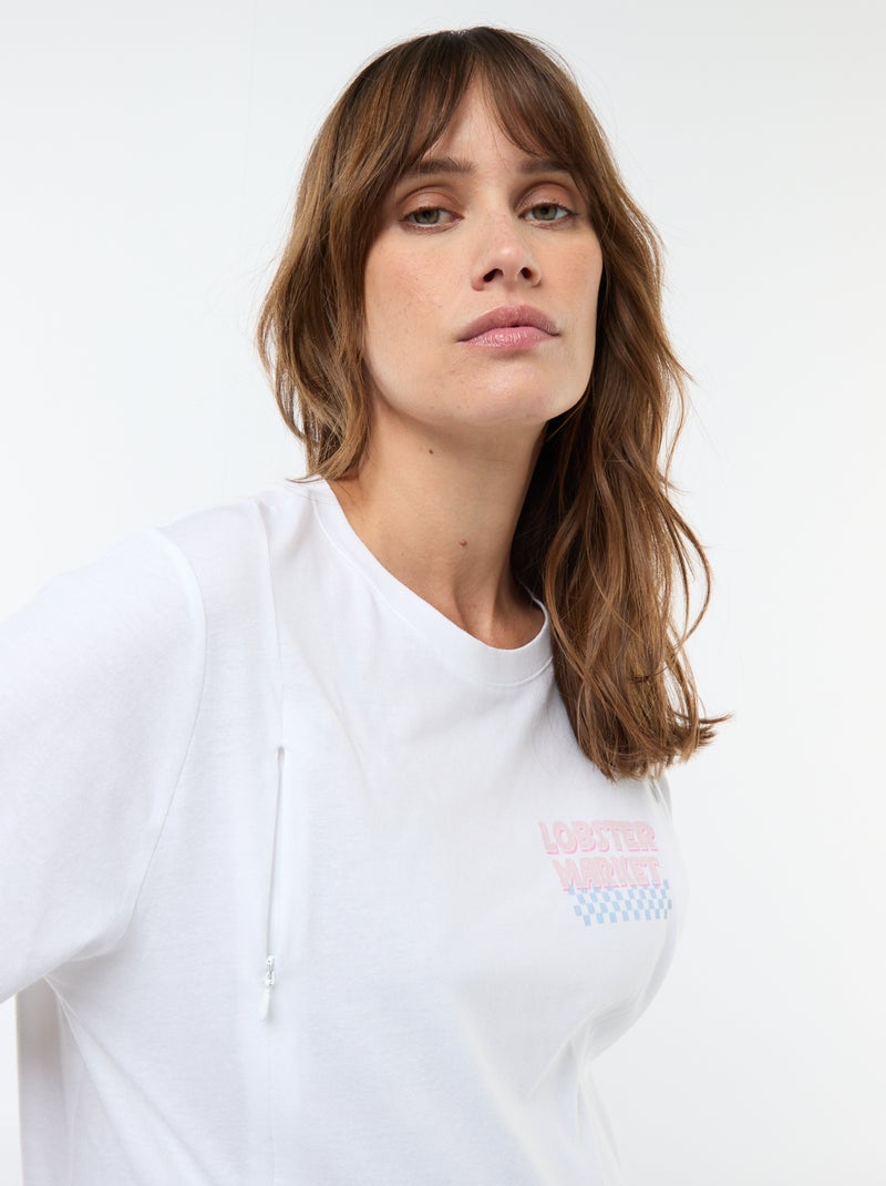 Camiseta de lactancia estampada de manga corta Blanco - Kiabi