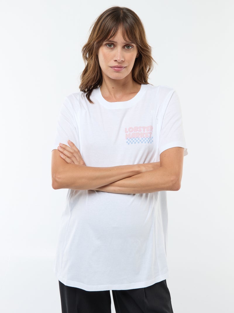Camiseta de lactancia estampada de manga corta Blanco - Kiabi