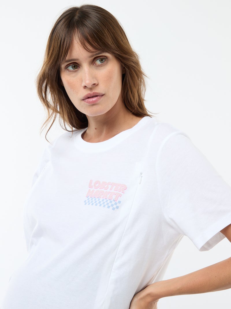Camiseta de lactancia estampada de manga corta Blanco - Kiabi