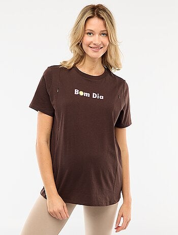 Camiseta de lactancia estampada de manga corta