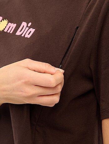 Camiseta de lactancia estampada de manga corta