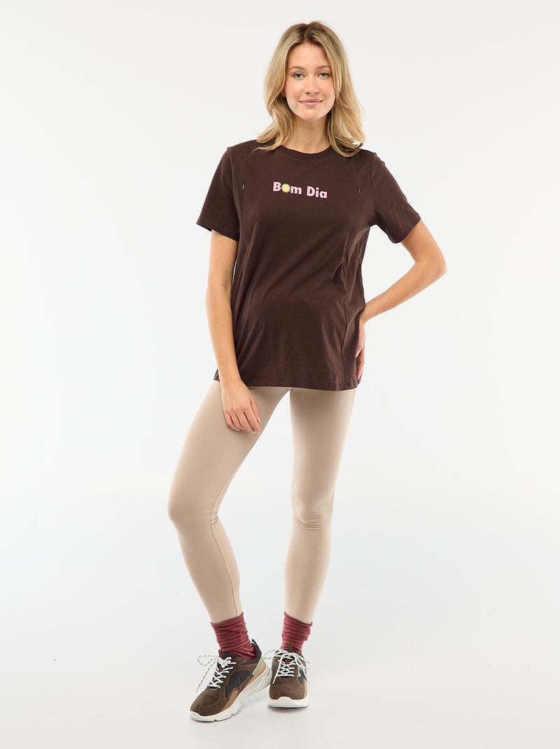 Camiseta de lactancia estampada de manga corta Marron - Kiabi