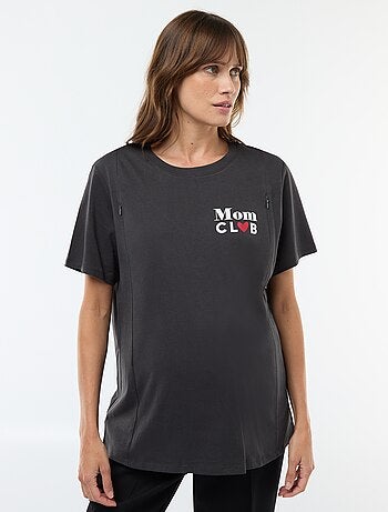 Camiseta de lactancia estampada de manga corta