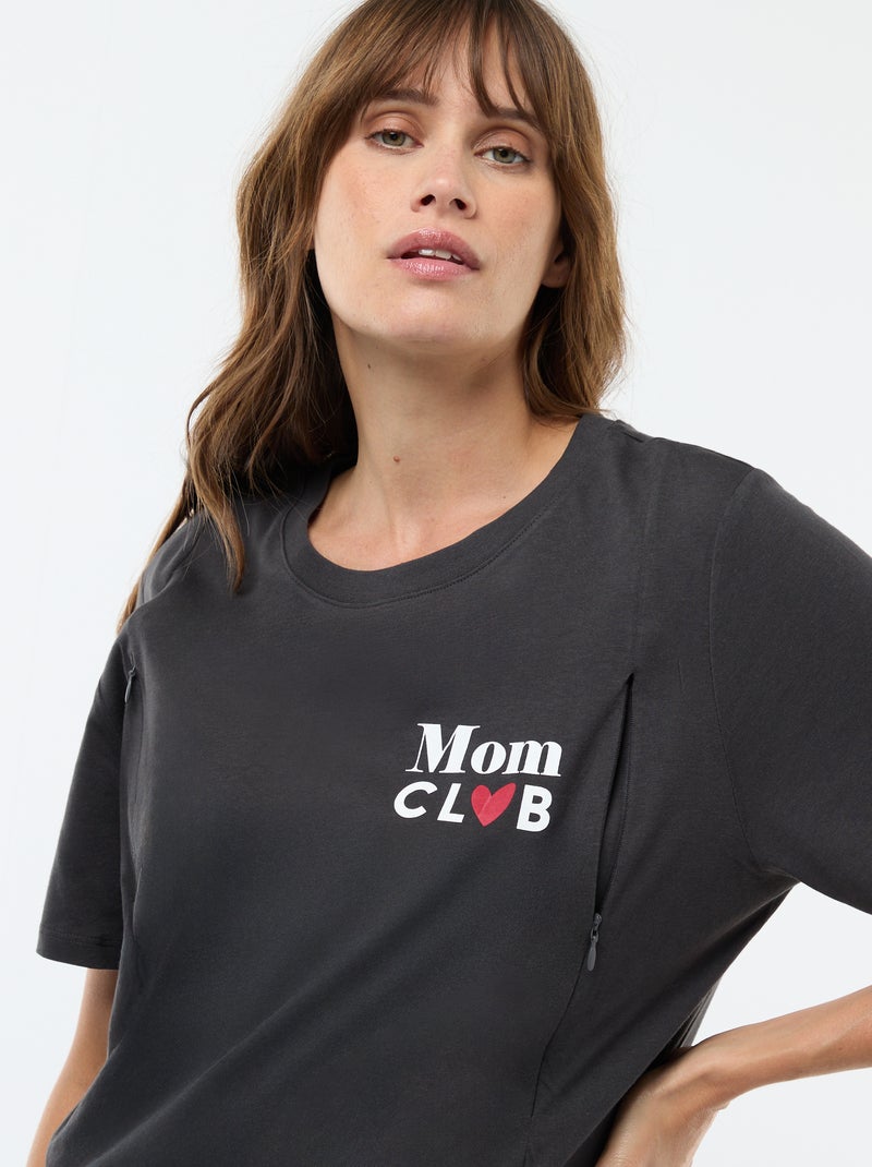 Camiseta de lactancia estampada de manga corta Negro - Kiabi