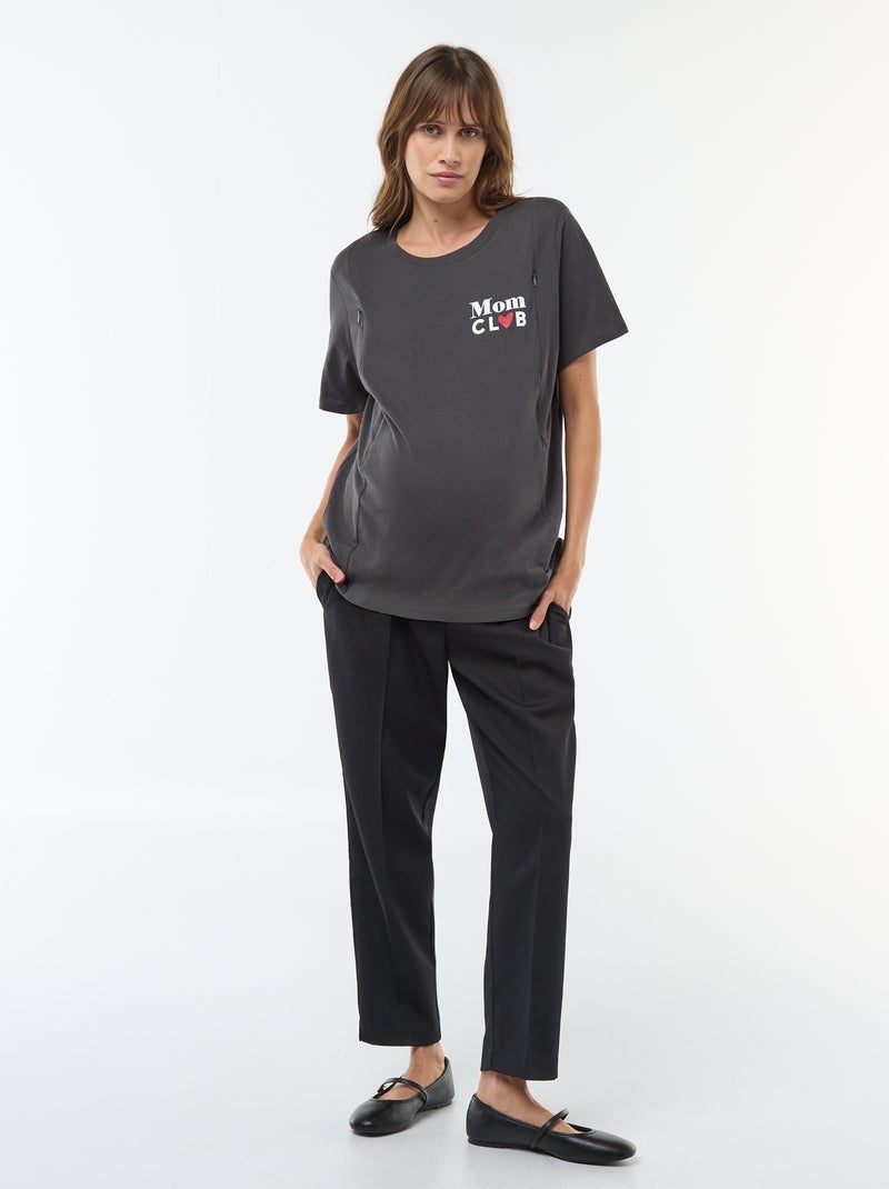Camiseta de lactancia estampada de manga corta Negro - Kiabi