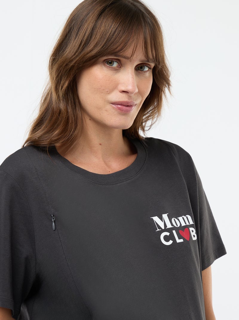 Camiseta de lactancia estampada de manga corta Negro - Kiabi