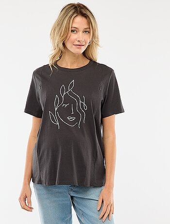 Camiseta de lactancia estampada de manga corta
