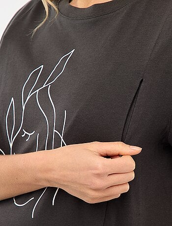 Camiseta de lactancia estampada de manga corta