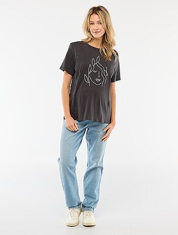 Camiseta de lactancia estampada de manga corta