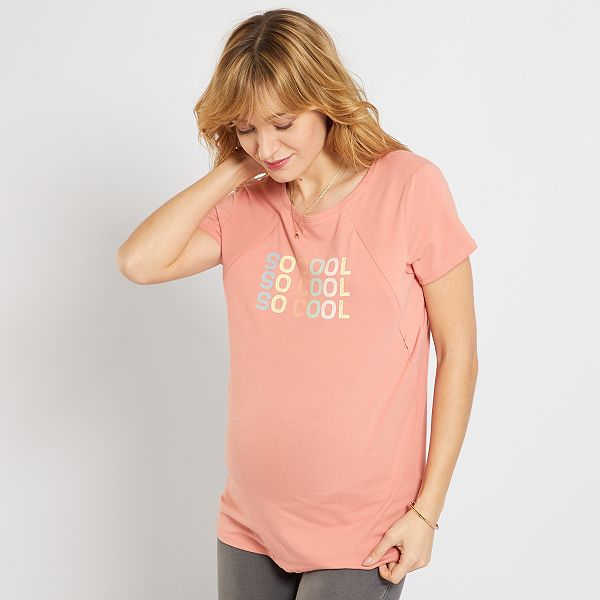Camiseta de lactancia estampada Premamá - NARANJA - Kiabi - 10,00€