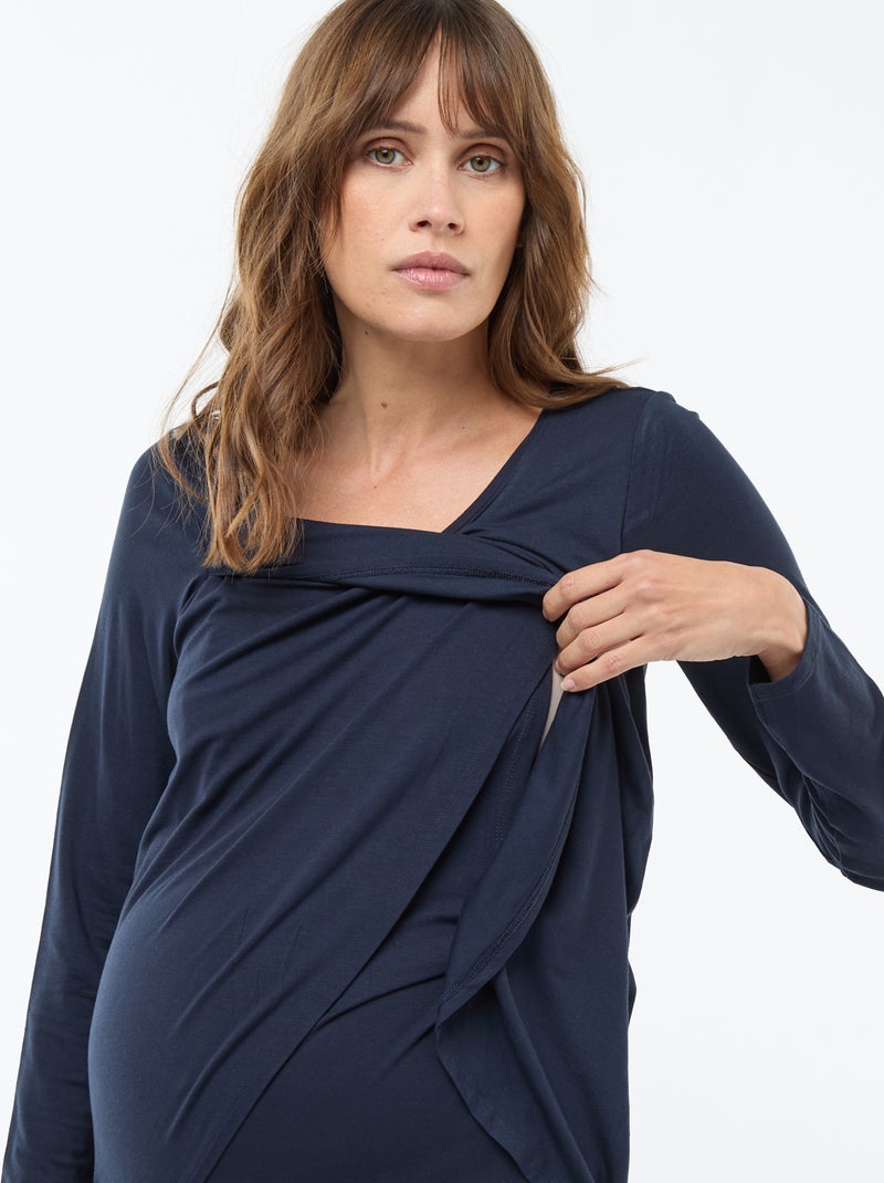 Camiseta de lactancia jaspeada Azul - Kiabi