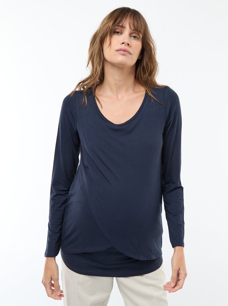 Camiseta de lactancia jaspeada Azul - Kiabi