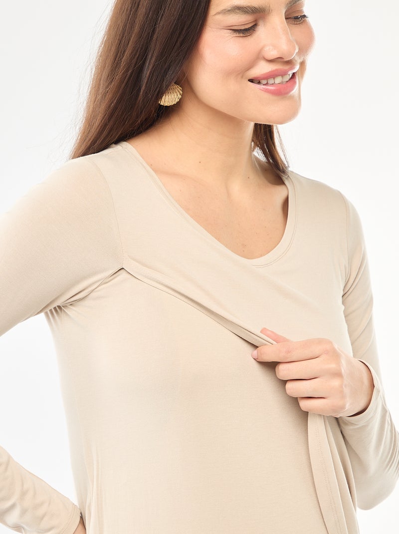 Camiseta de lactancia jaspeada Gris - Kiabi
