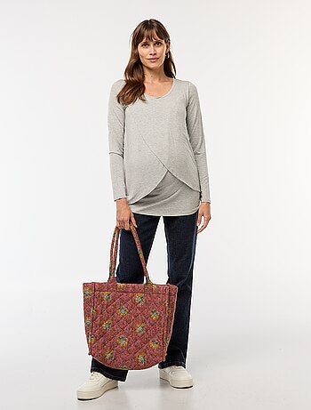Camiseta de lactancia jaspeada