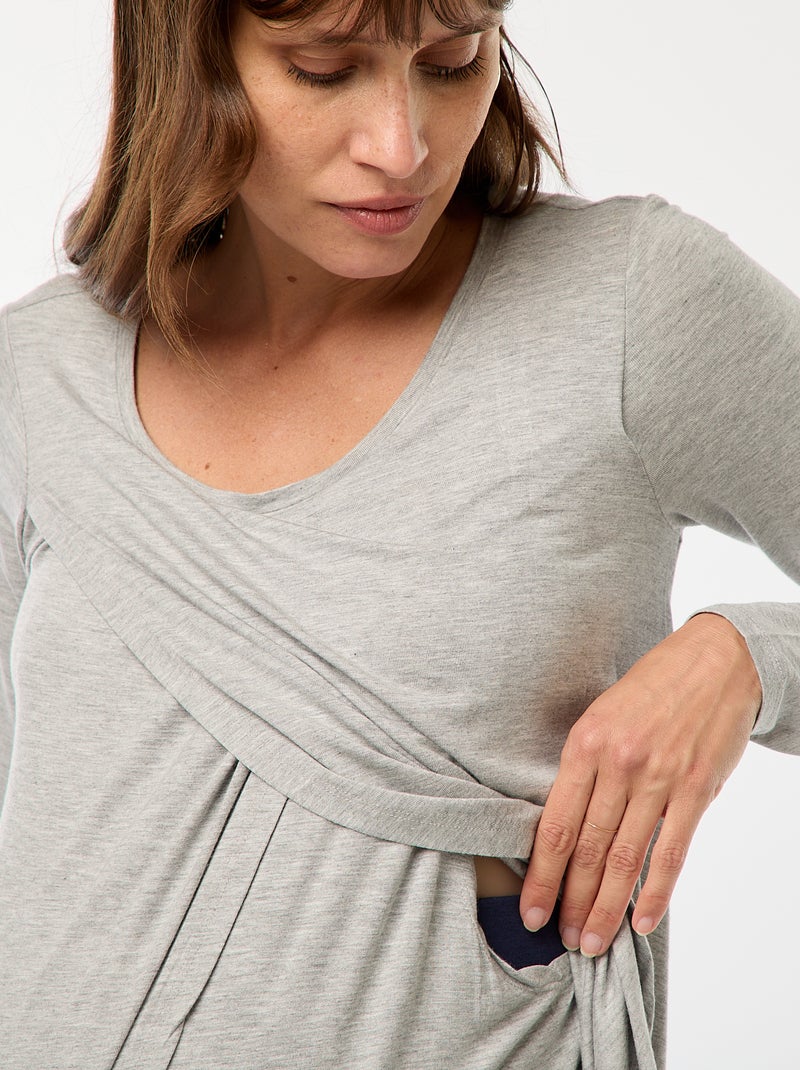 Camiseta de lactancia jaspeada Gris - Kiabi
