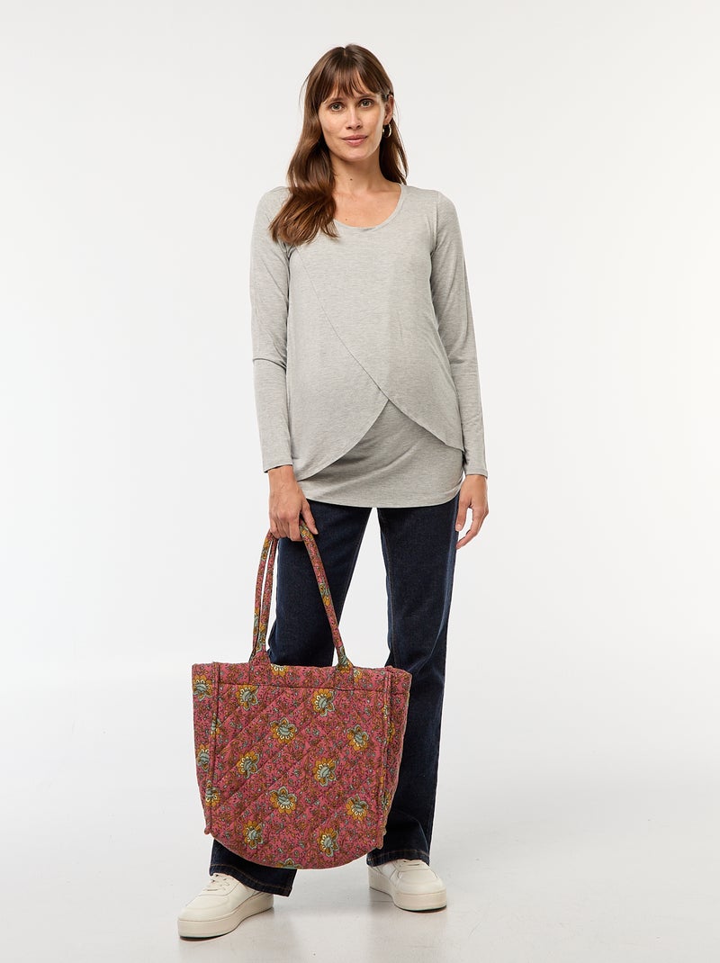 Camiseta de lactancia jaspeada Gris - Kiabi