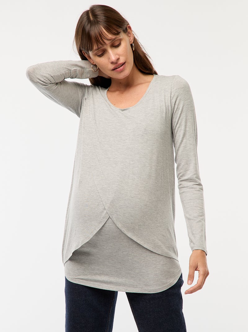 Camiseta de lactancia jaspeada Gris - Kiabi