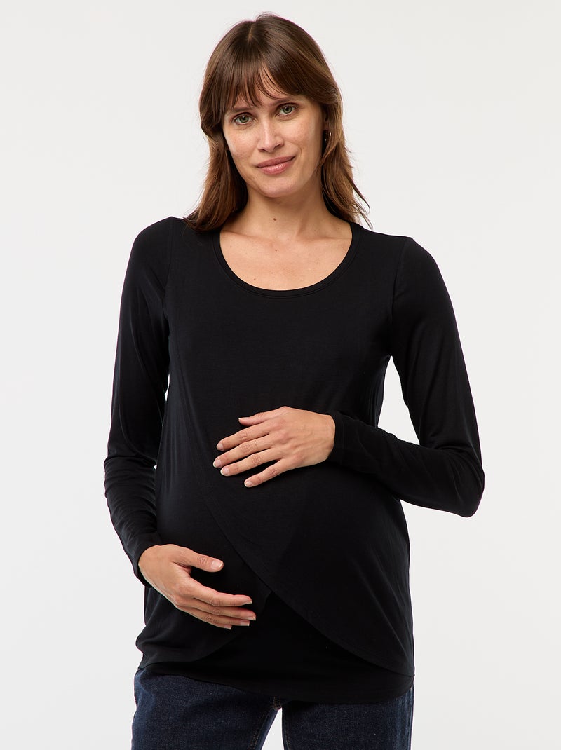 Camiseta de lactancia jaspeada Negro - Kiabi