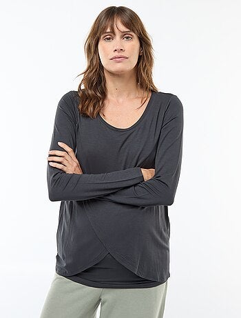 Camiseta de lactancia jaspeada