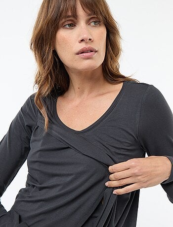 Camiseta de lactancia jaspeada