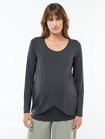 Camiseta de lactancia jaspeada