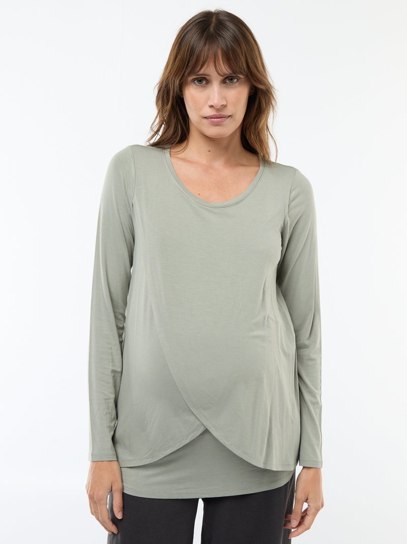 Camiseta de lactancia jaspeada Verde - Kiabi